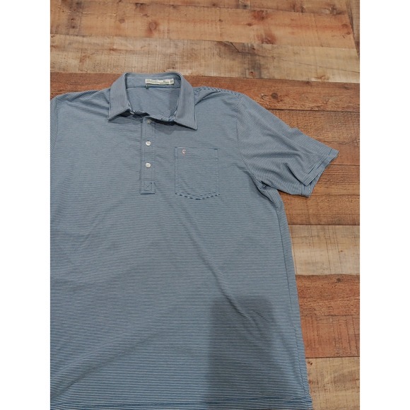 Criquet Short Sleeve Polo Shirt Size XLarge Blue Striped Pocket (2159) - Picture 4 of 10